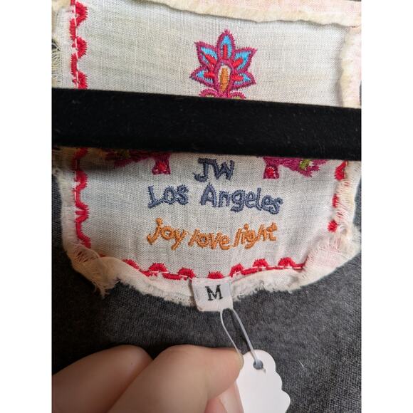 Johnny Was Cotton Western Kimono Grey Cardigan Embroidered Flowers Size Medium - Picture 2 of 5